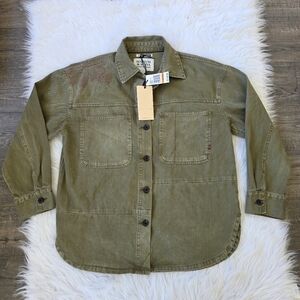 Scotch And Soda Women's embroidered Utility Jacket Overshirt Dusty Green Size S